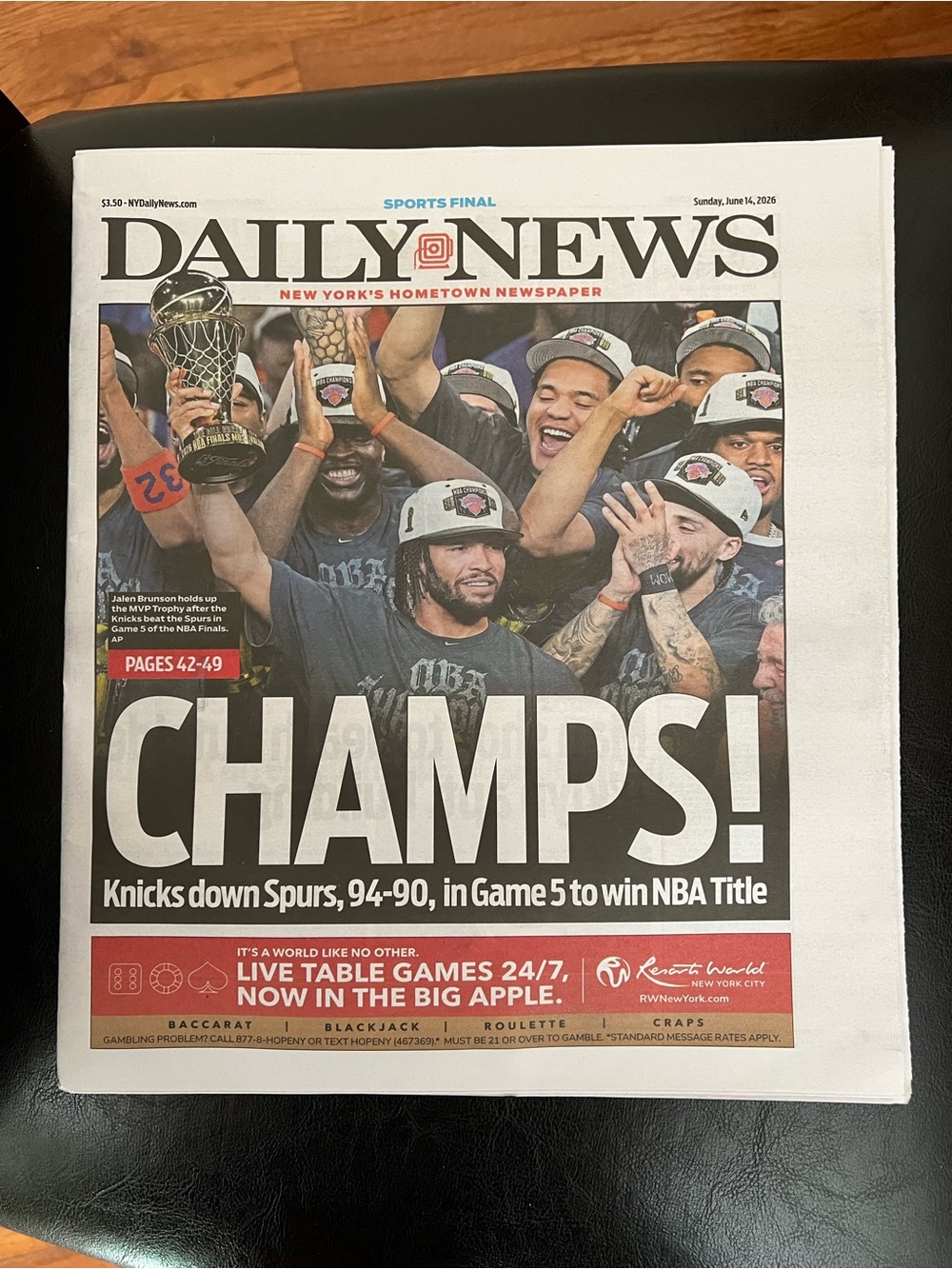 Daily News Knicks Full Newspaper